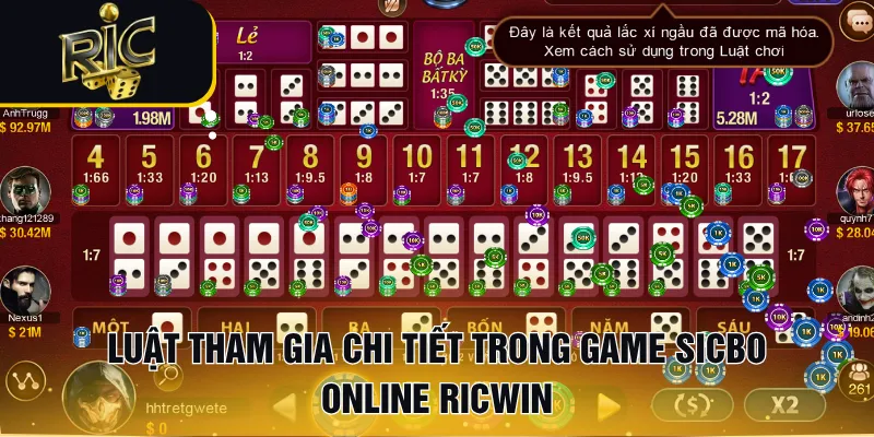 Luật tham gia chi tiết trong game Sicbo online RICWIN