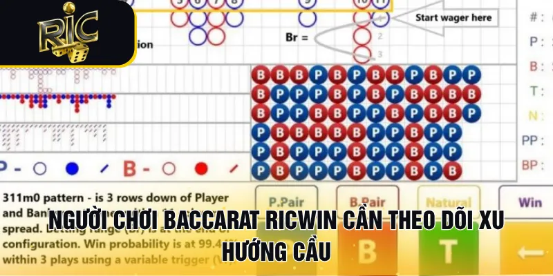 Người chơi Baccarat RICWIN cần theo dõi xu hướng cầu