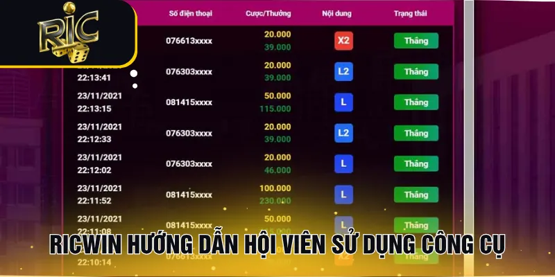 RICWIN hướng dẫn hội viên sử dụng công cụ
